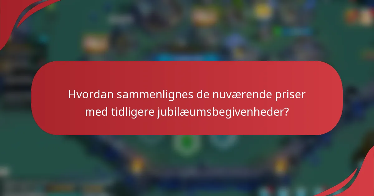 Hvordan sammenlignes de nuværende priser med tidligere jubilæumsbegivenheder?